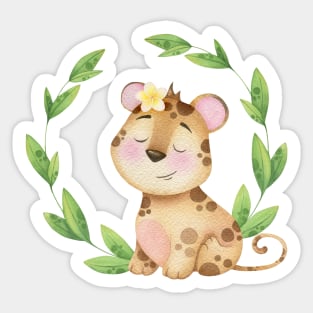 Watercolor Leopard Cub Sticker